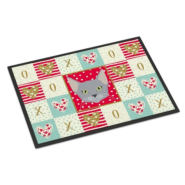 Carolines Treasures 24 x 36 in. Russian Blue Cat Love Indoor or Outdoor Mat CK5154JMAT - main